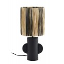 madam stoltz lampe de table style ethnique metal noir raphia