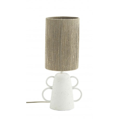 madam stoltz lampe de salon metal blanc corde beige