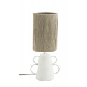 madam stoltz lampe de salon metal blanc corde beige