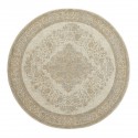 tapis rond motif style perse blanc ecru beige nordal pearl 140 cm