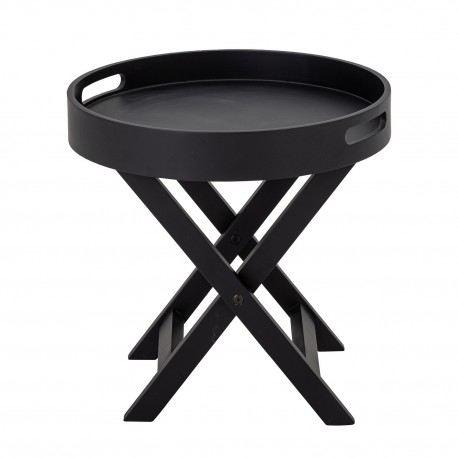 bloomingville petite table d appoint ronde noir bois d hevea pliable