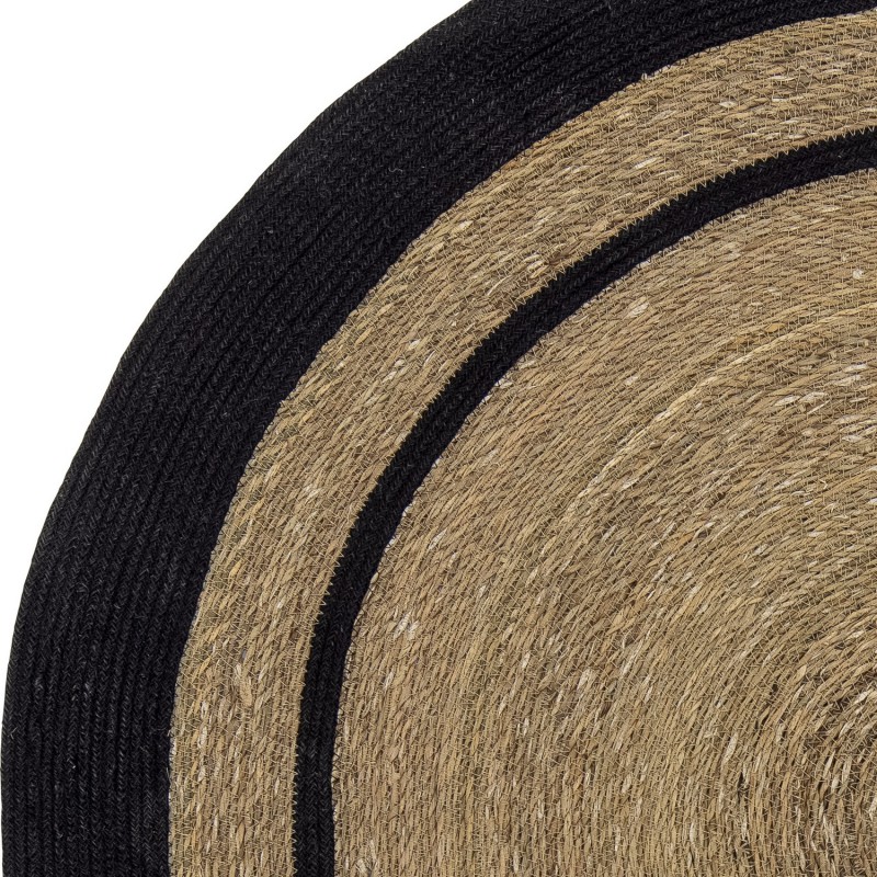 tapis rond jonc de mer jute bord noir bloomingville 120 cm