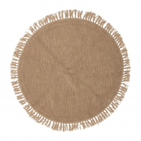 bloomingville tapis rond laine marron brun franges lenea