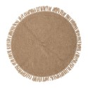 bloomingville tapis rond laine marron brun franges lenea