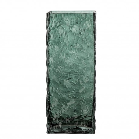 vase rectangulaire verre epais texture vert chic bloomingville
