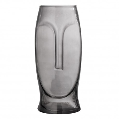 bloomingville vase verre fume gris visage masque ditta