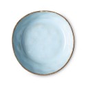 hk living assiette creuse artisanale poterie gres bleu lagune
