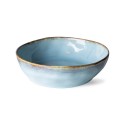 hk living assiette creuse artisanale poterie gres bleu lagune