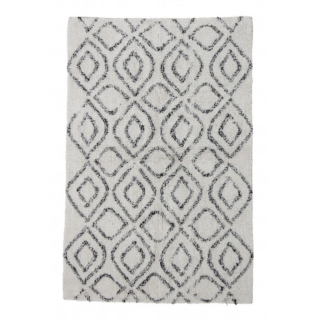 tapis doux coton imprime noir blanc bloomingville katie