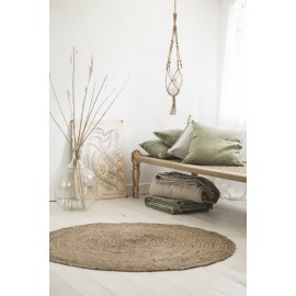 ib laursen housse de coussin carre velours vert olive 50 x 50 cm