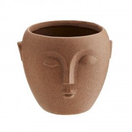 madam stoltz cache pot visage gres terracotta mat