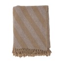 bloomingville plaid coton recycle brun marron rayures franges katrin