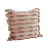 grande housse coussin raye gris taupe rose corail franges madam stoltz