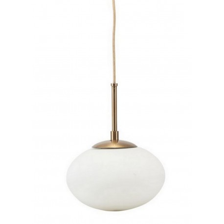 Suspension ovale blanche verre laiton House Doctor Opal