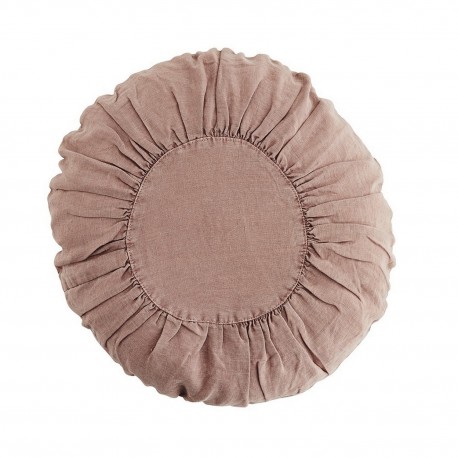 madam stoltz coussin rond plisse lin delave rose poudre 13CUC020RE