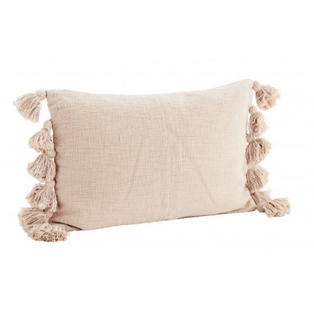 Housse de coussin rectangulaire pompons coton Madam Stoltz rose