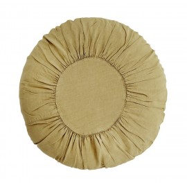 Grand coussin rond lin plissé Madam Stoltz jaune