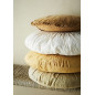 tres grand coussin rond lin plisse jaune moutarde madam stoltz d 60 cm