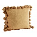 Grande housse de coussin carrée coton pompons Madam Stoltz marron