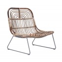 Fauteuil bas design rétro rotin tressé métal House Doctor Kawa