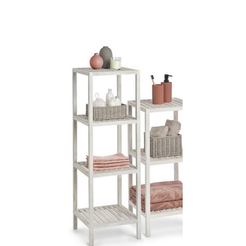 etagere sur pieds colonne salle de bains bois blanc bord de mer