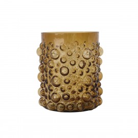 house doctor vase verre texture bulles en relief ambre marron foam