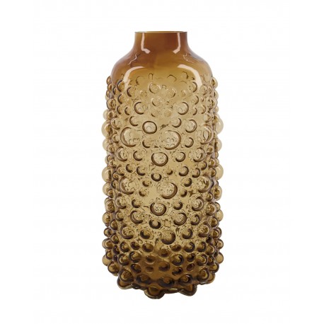 house doctor vase verre ambre marron bulles foam chic