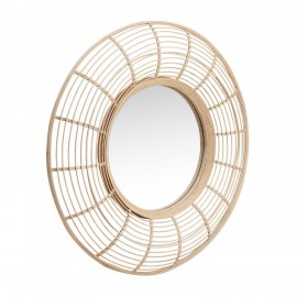 miroir mural rond bois de bambou fin hubsch charm