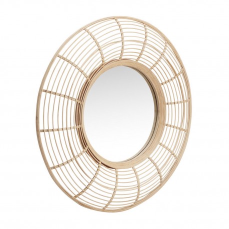 miroir mural rond bois de bambou fin hubsch charm