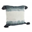 grand coussin tie and dye bleu blanc coton pompons madam stoltz