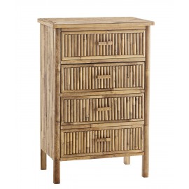 madam stoltz commode rustique bois de bambou 4 tiroirs