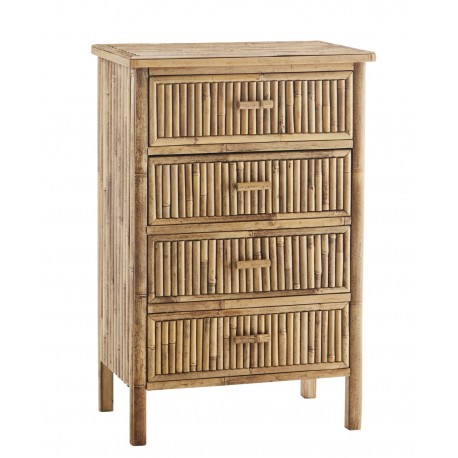 madam stoltz commode rustique bois de bambou 4 tiroirs