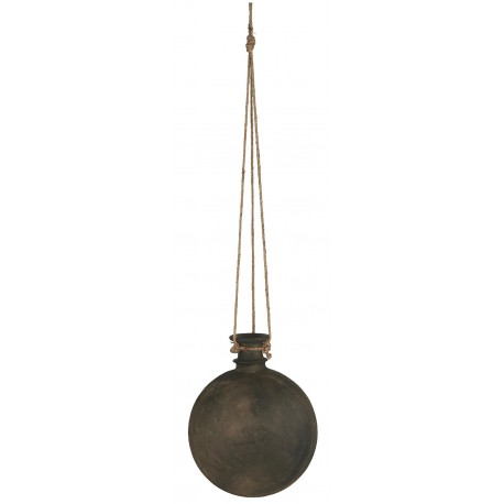 vasesuspendu terre cuite argile rond vintage corde jute iblaursen