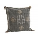 madamstoltz grand coussin salon carre coton gris noir brode