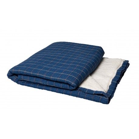 hk living plaid bleu a carreau doublure sherpa fausse fourrure