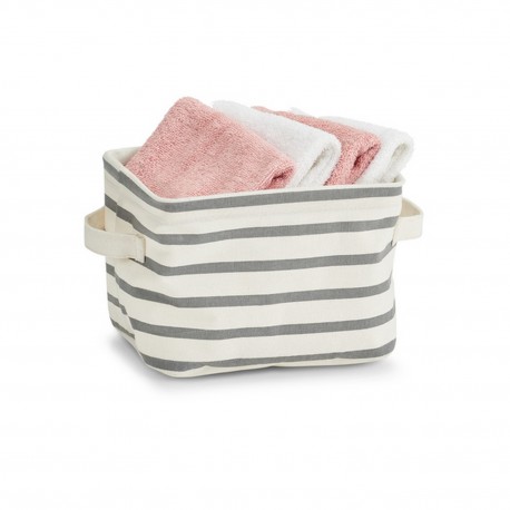 petitpanier rangement salledebains toile rayures blancgris zeller