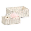 panier rangement salledebains blanc fibre de papier tresse