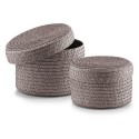 petit panier rond couvercle rangement salle de bains gris zeller set 2