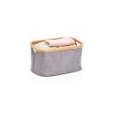 panier textile gris bois bambou rangement salle de bains zeller