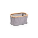 panier textile gris bois bambou rangement salle de bains zeller