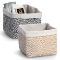 grand panier en tissu coton noir blanc rangement zeller