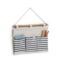 rangement suspendu salle de bains tissu bord de mer raye bleu