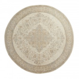 tapis rond style perse oriental ecru beige tisse 240 cm nordal pearl