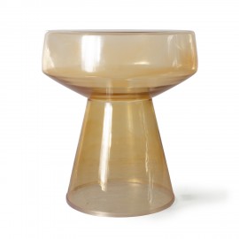 hkliving table d appoint verre ronde ambre marron