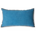 hkliving coussin de canape bleu uni lisere lin coton