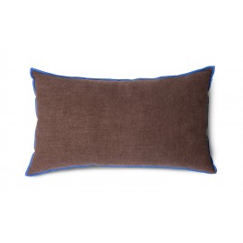 hkliving coussin canape rectangle brun lin coton lisere