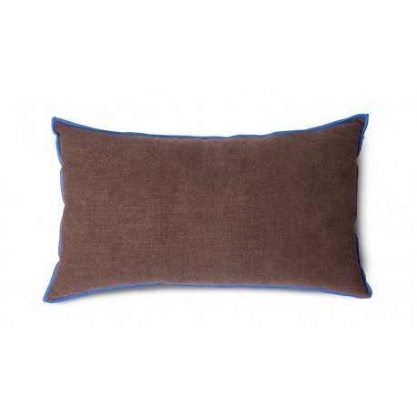 hkliving coussin canape rectangle brun lin coton lisere