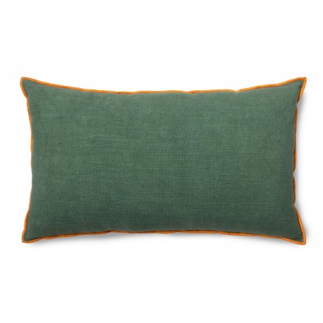 coussin canape rectangle vert orange lisere lin coton hkliving