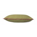 coussin salon rectangle vert clair jade lisere rose lin coton