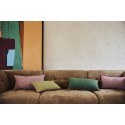 coussin salon rectangle vert clair jade lisere rose lin coton